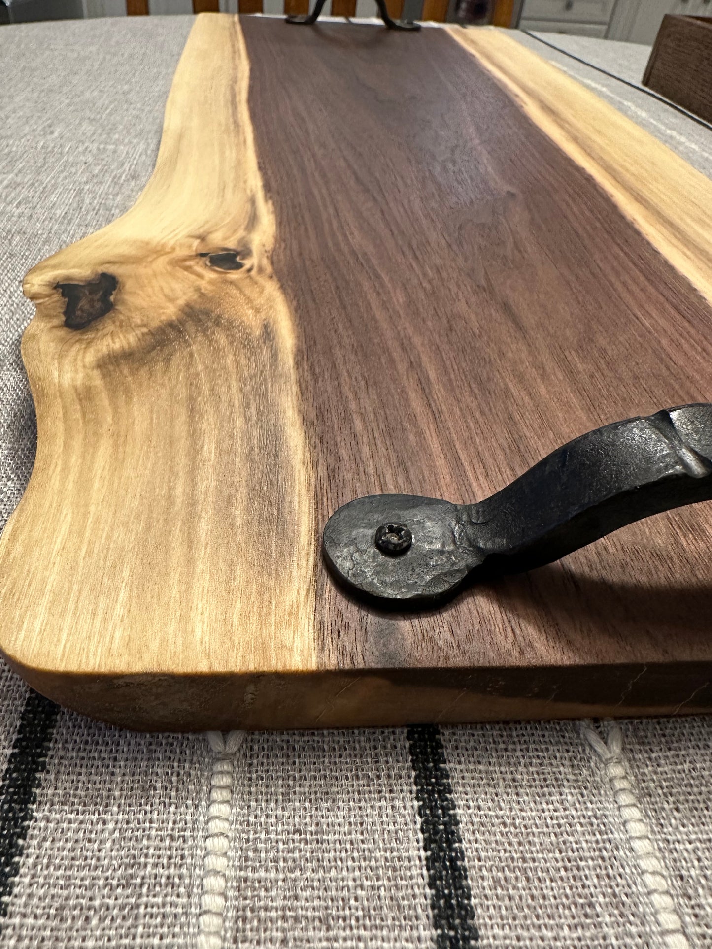 Walnut live edge tray with handles