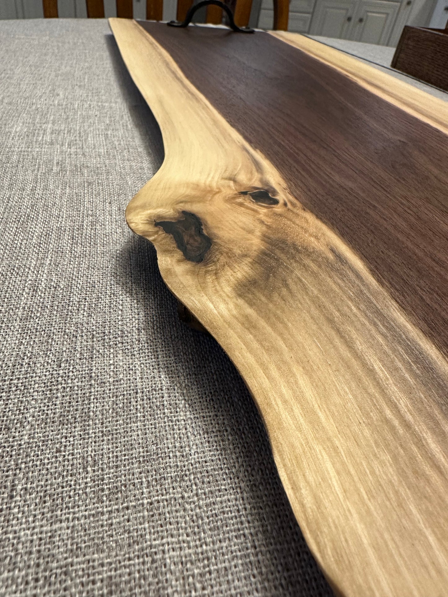 Walnut live edge tray with handles