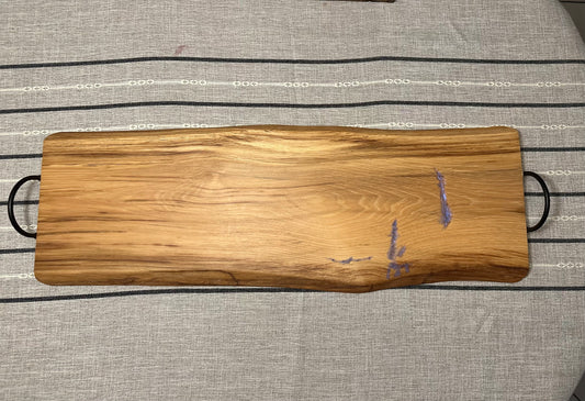 Ash live edge tray with handles