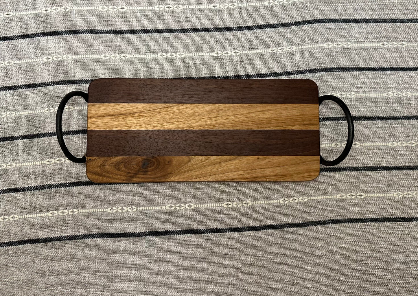 Walnut and butternut tray with handles