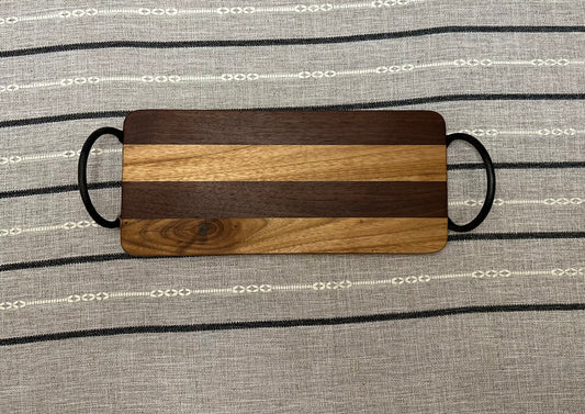 Walnut and butternut tray with handles