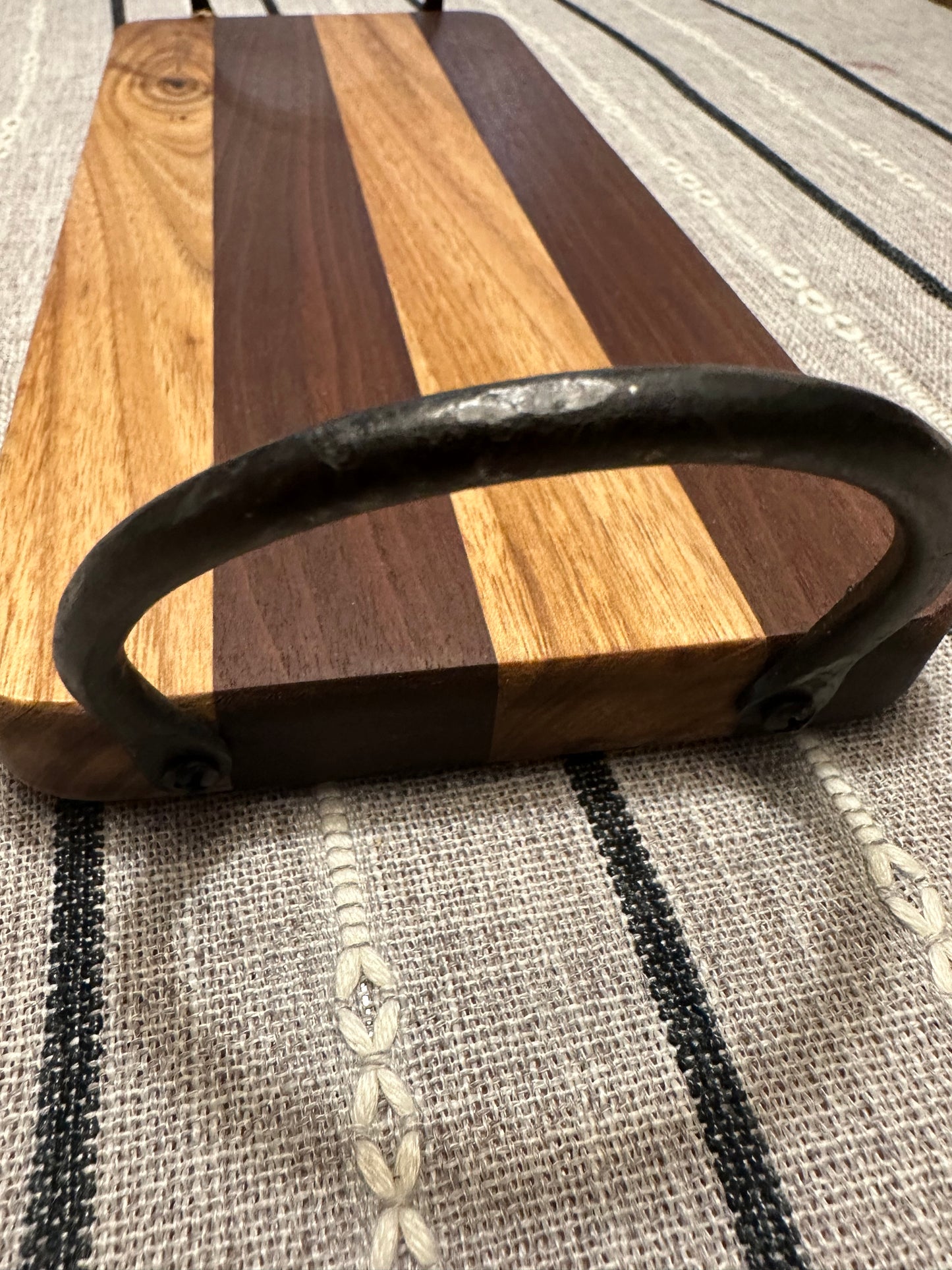Walnut and butternut tray with handles