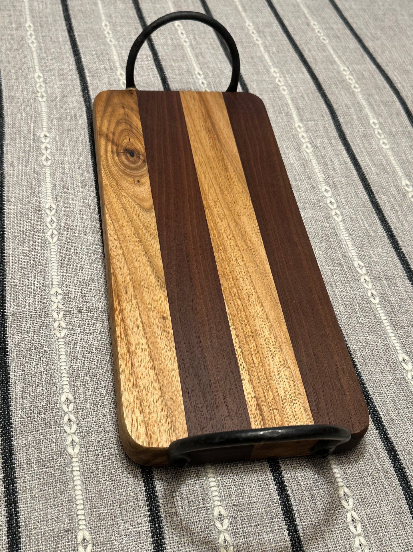Walnut and butternut tray with handles