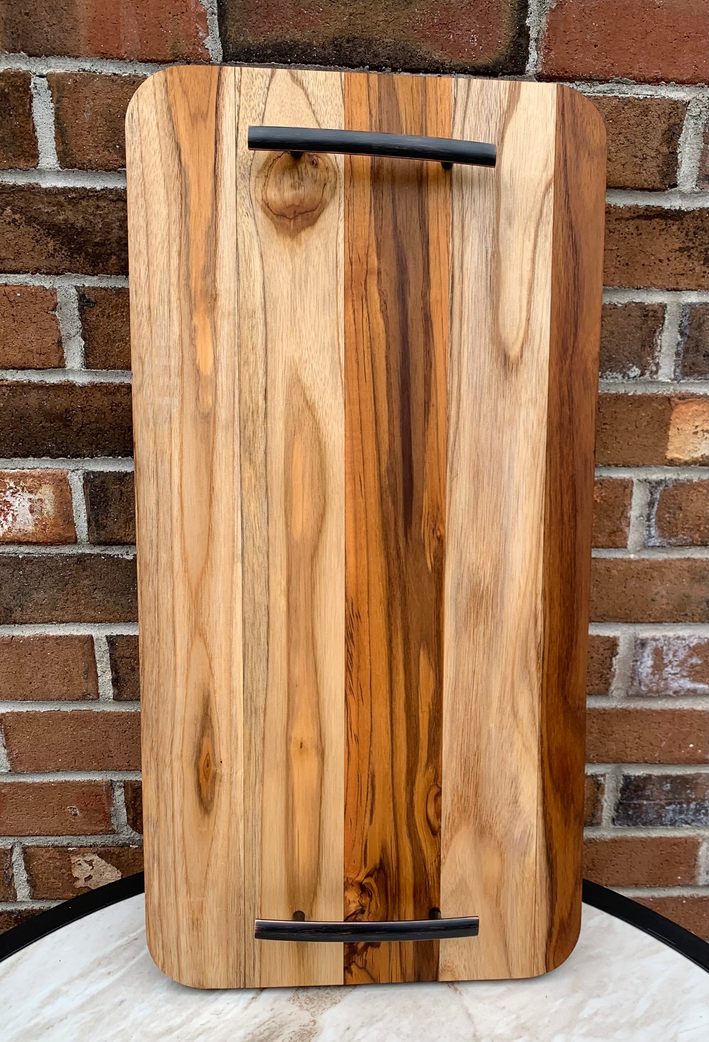 Teak wood charcuterie board, cutting board, cheese board, serving tray with handles