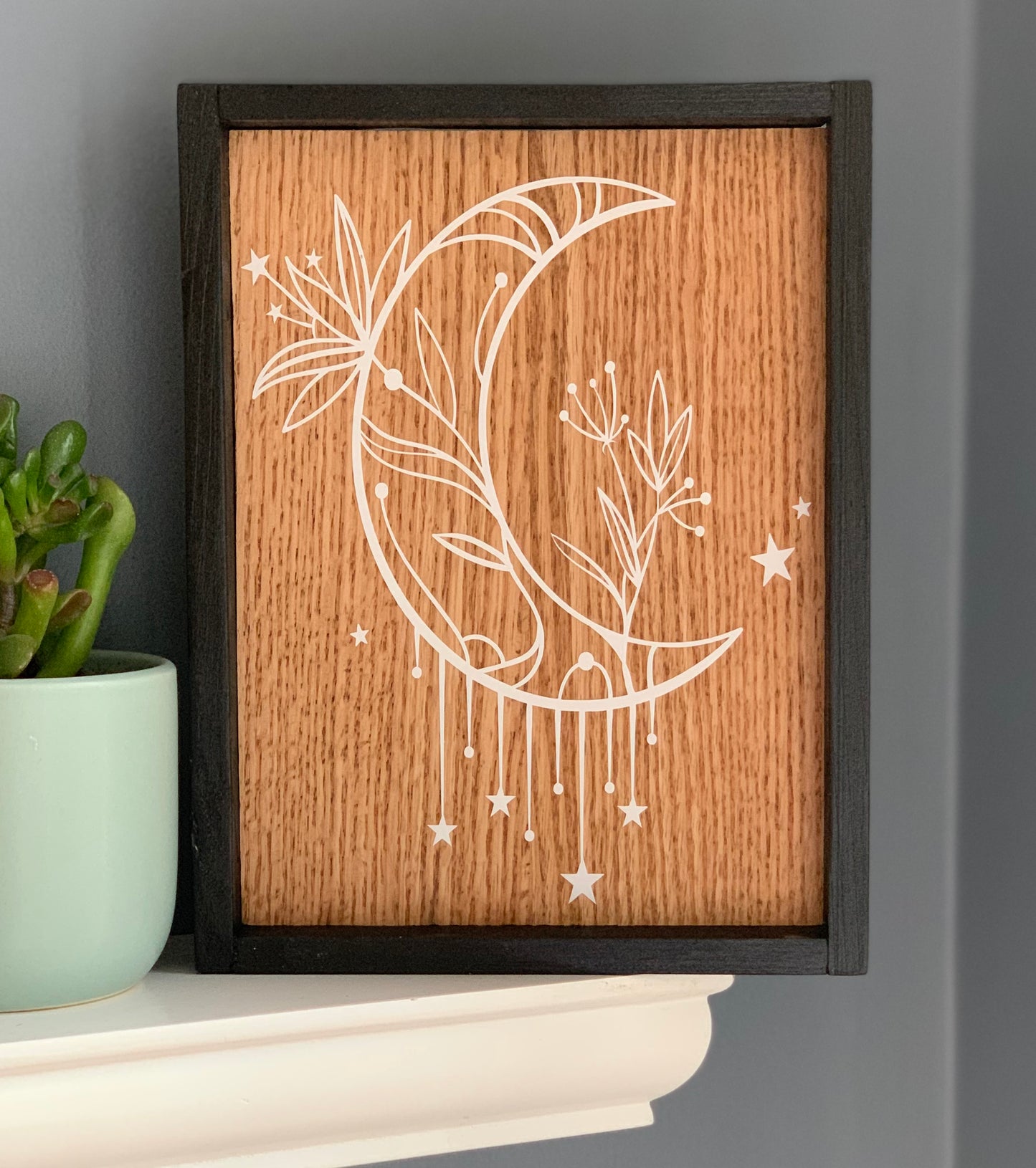 Moon, stars and flowers