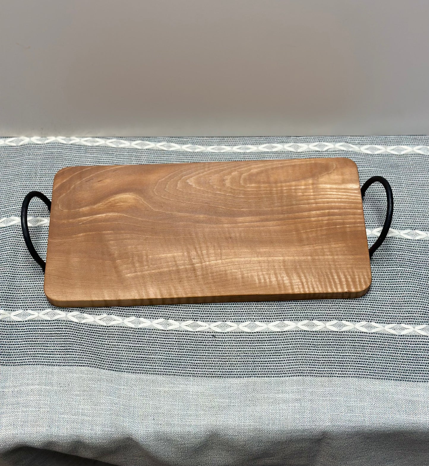 Tiger Maple tray with hand forged handles