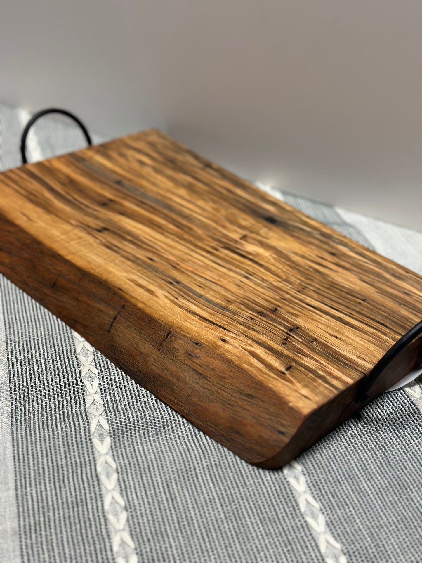 Spalted Maple Tray with hand forged handles