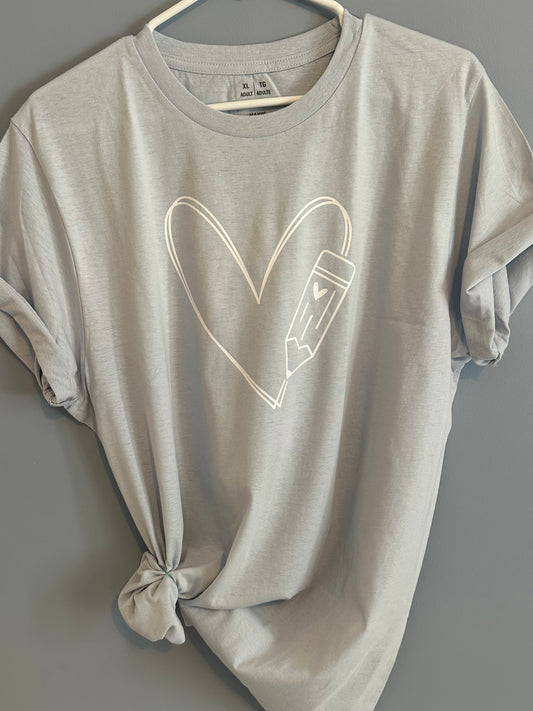 heart + pencil T-shirt Valentine's Day/Teacher Pre-Order