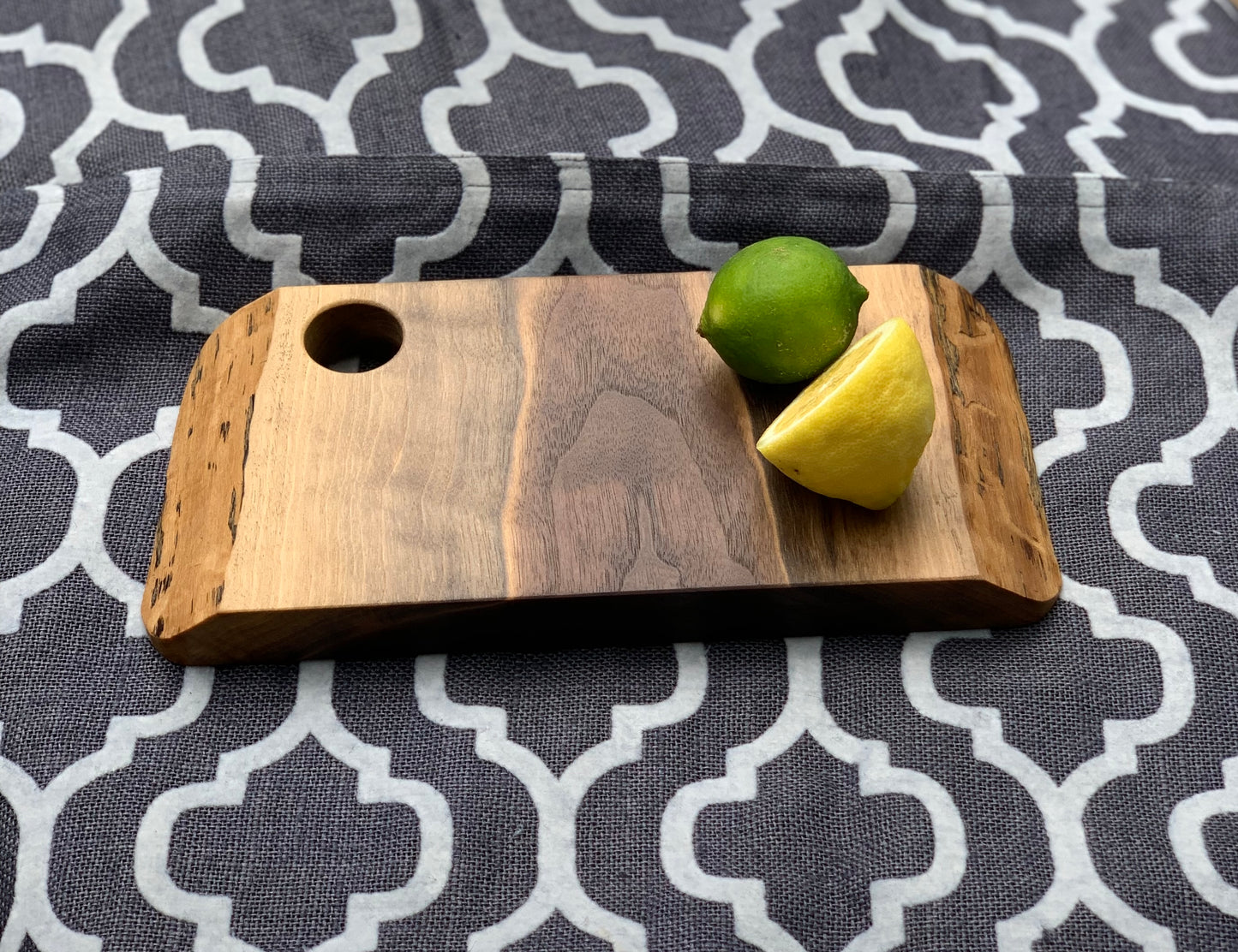 walnut live edge mini serving, charcuterie board