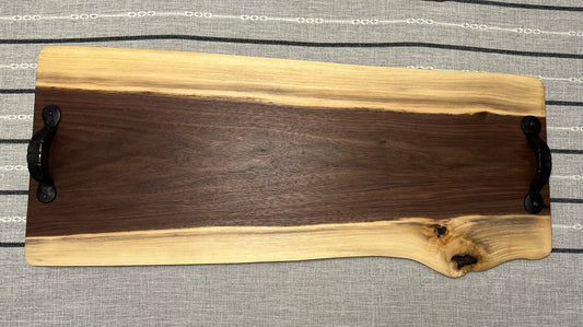 Walnut live edge tray with handles