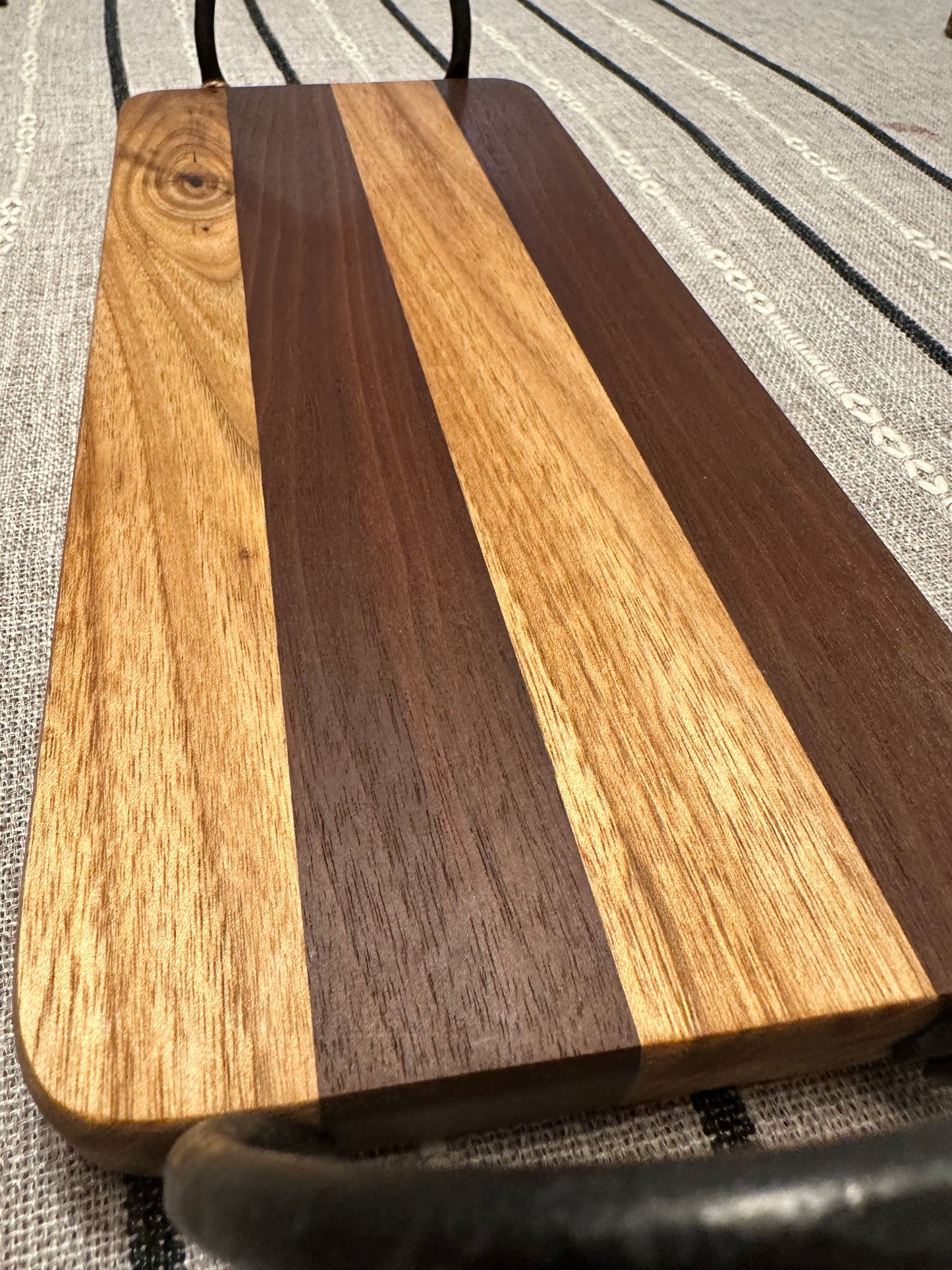 Walnut and butternut tray with handles