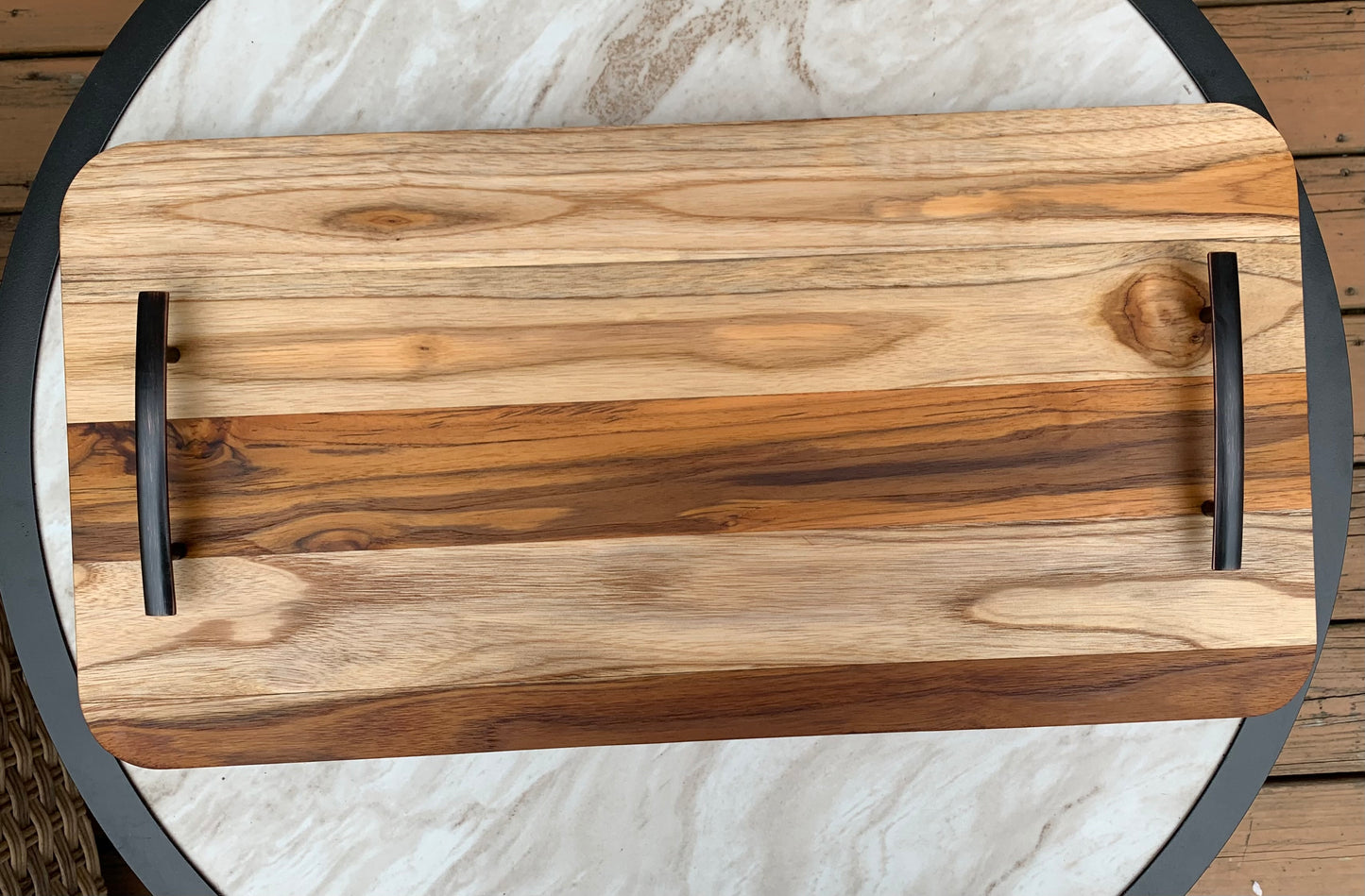 Teak wood charcuterie board, cutting board, cheese board, serving tray with handles