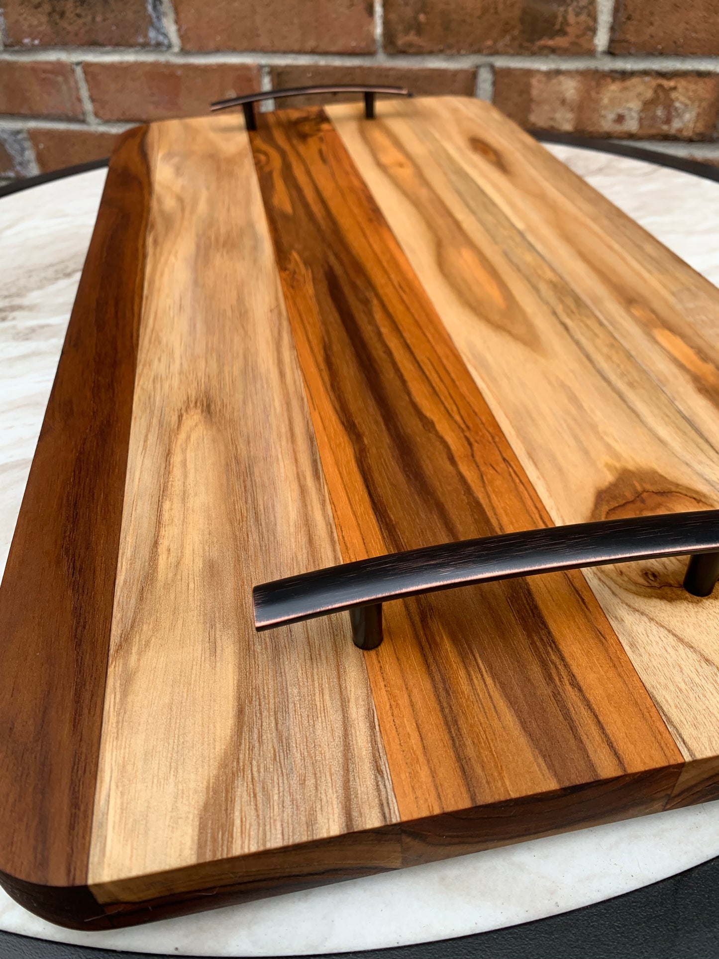 Teak wood charcuterie board, cutting board, cheese board, serving tray with handles