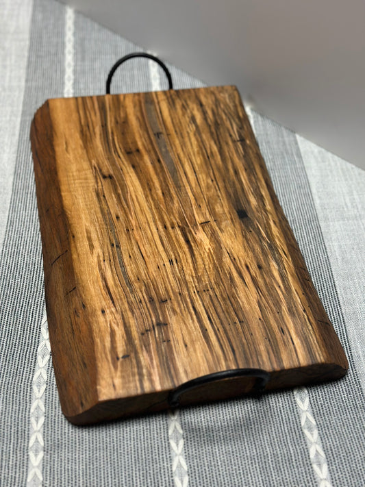 Spalted Maple Tray with hand forged handles